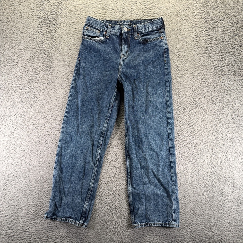 Old Navy Built-In Tough Jeans Women 14 Blue Cotton Denim Straight Baggy Workwear